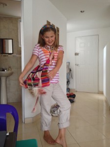 Alli modeling our Colombian accessories. 