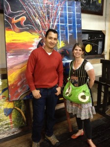 Myself and the artist. He lives in his studio with his family. Lanie and  his daughter played while we talked. On Sat. Nights his studio becomes some type of religious service. 