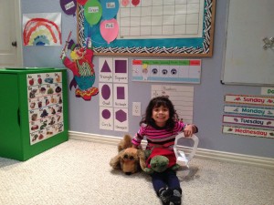 Lanie does school at home.  She LOVES to learn!