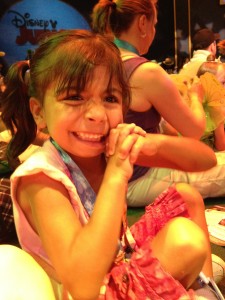 Watching a Disney Jr. Show.  She couldn't contain her excitement