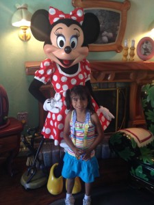 Two years later Lanie meets the Minnie Mouse that was on the dress in her first picture we received.