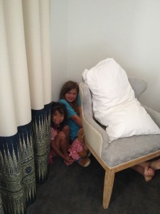 The girls hide and read books by flashlight while Daddy sleeps in!