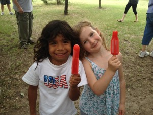 Popcycles with friends at our homegroup "campout"  Six families camped in my parents backyard.  Is that really camping?  